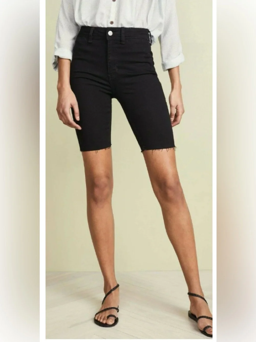 Free People Black Denim Bermuda Shorts, NWT